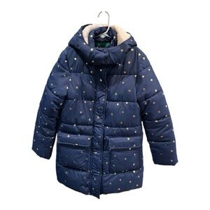 Mini Boden Navy Star Longline Padded Puffer Coat Size 7–8Y
